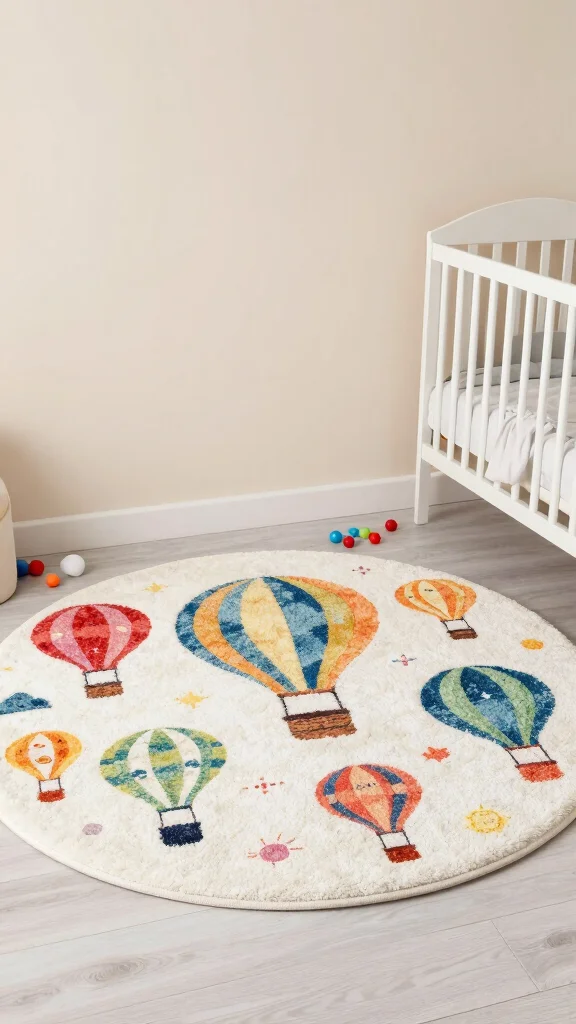 10 Hot Air Balloon Nursery Ideas for a Whimsical Adventure-Themed Baby Room - 5. Hot Air Balloon Rugs 1