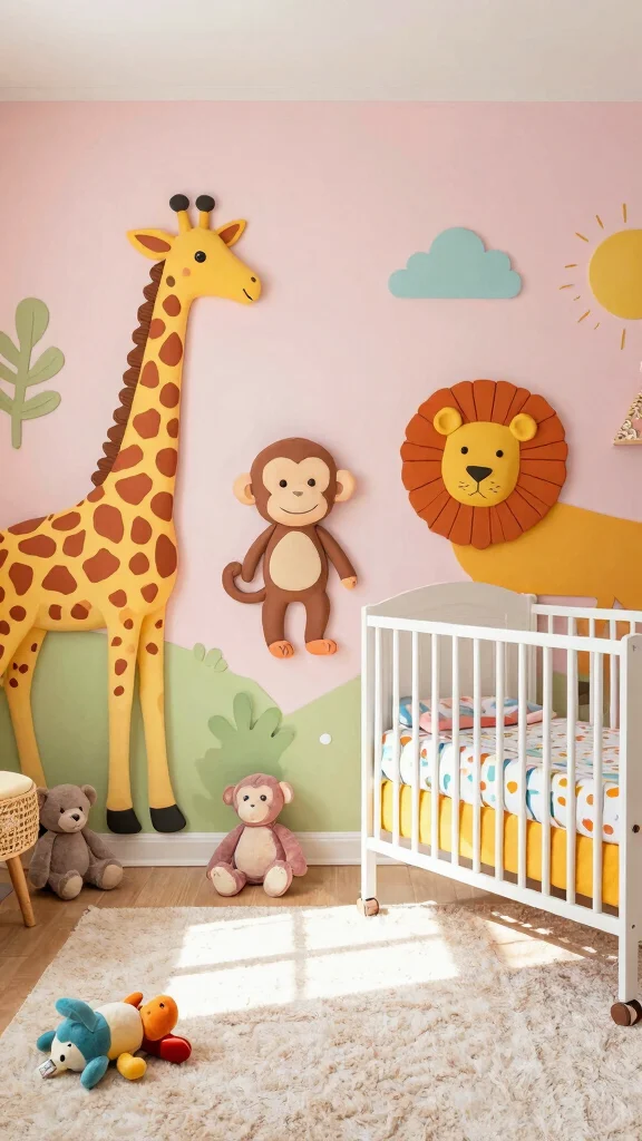 10 Nursery 3D Wall Art Ideas for a Sculptural Textural Baby Room Feature - 2. Whimsical Animal Sculptures 1