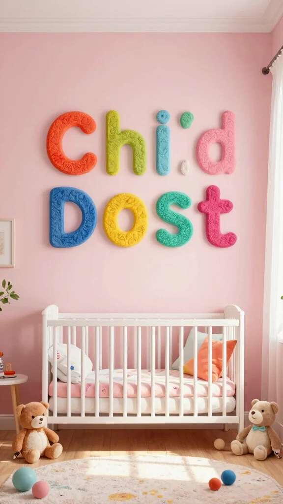 10 Nursery 3D Wall Art Ideas for a Sculptural Textural Baby Room Feature - 5. Playful 3D Letters 1