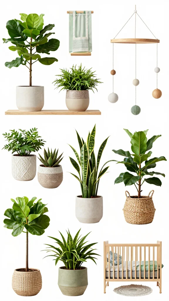 10 Nursery Vision Board Ideas for a Cohesive Styled Baby Room - 8. Greenery and Natural Elements 1