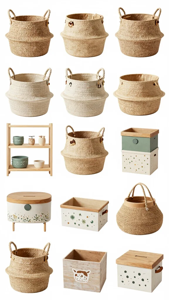 10 Nursery Vision Board Ideas for a Cohesive Styled Baby Room - 9. Sustainability in Storage Solutions 1
