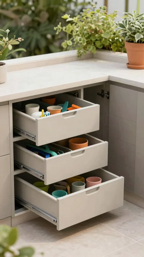 10 Under-Terrace Storage Room Ideas for a Hidden Space-Smart Solution - 8. Slide-Out Drawers 1