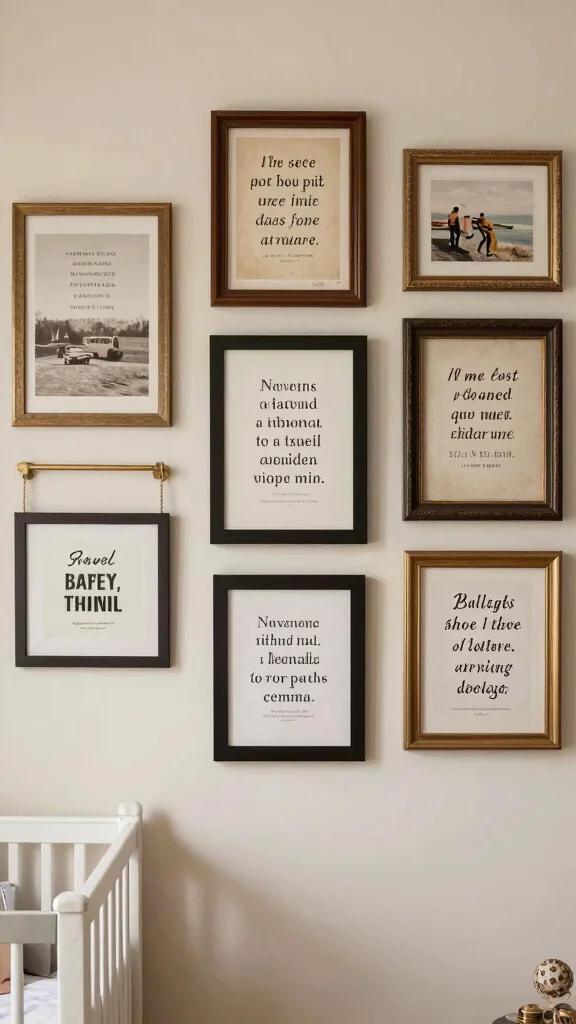 10 Vintage Gallery Wall Nursery Ideas for a Nostalgic Curated Display - 10. Vintage Travel Quotes 1