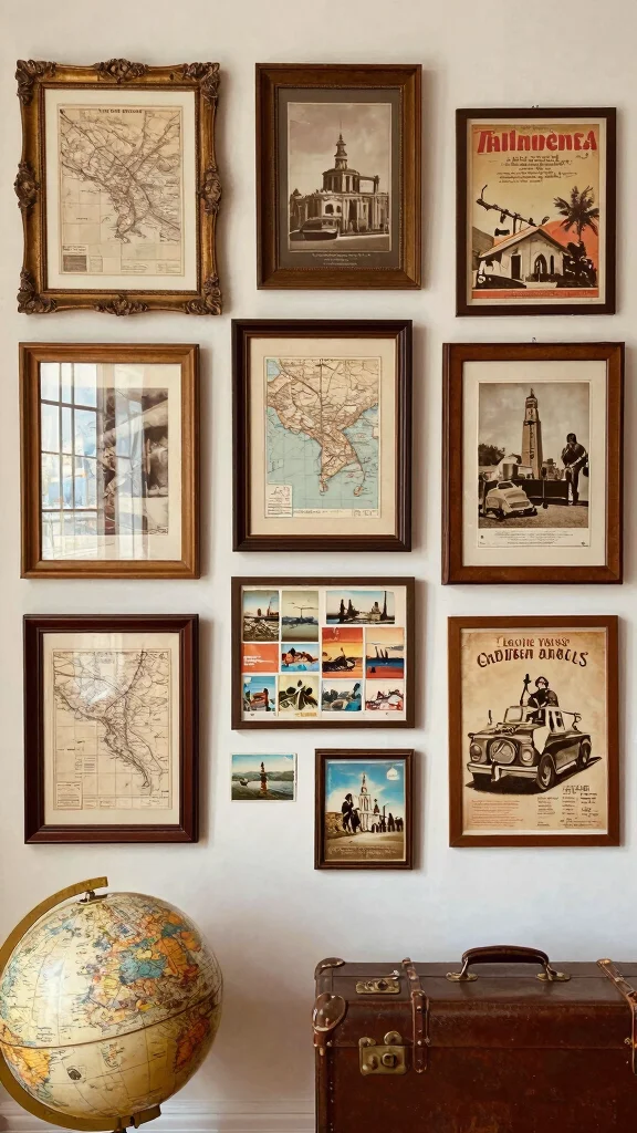 10 Vintage Gallery Wall Nursery Ideas for a Nostalgic Curated Display - 2. Nostalgic Travel Inspirations 1
