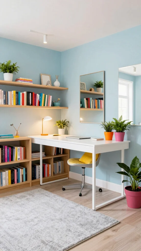11 Basement Office Ideas Without Windows for a Bright Functional Space - 1. Bright Color Schemes 1
