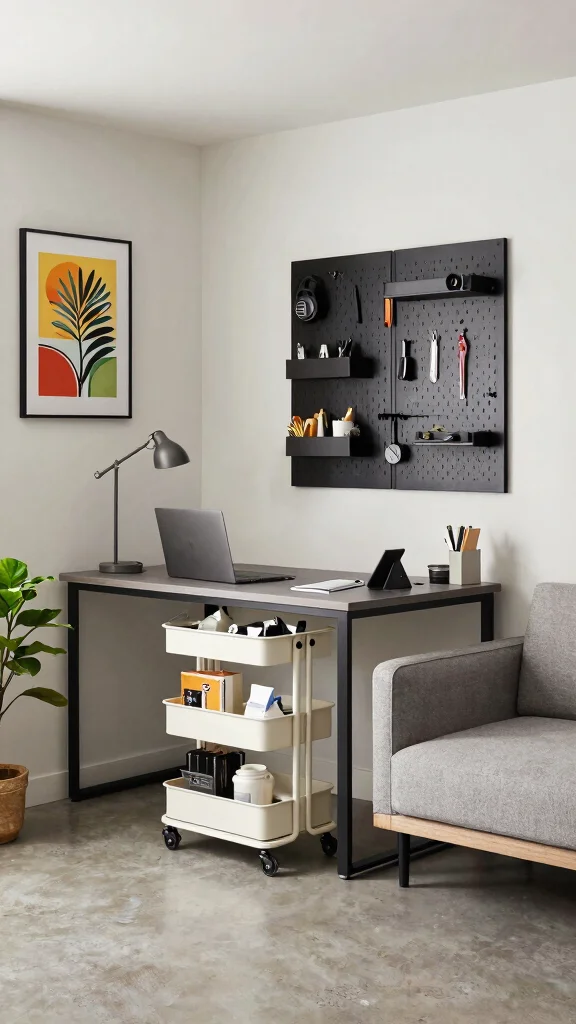 11 Basement Office Ideas Without Windows for a Bright Functional Space - 3. Multifunctional Furniture 1