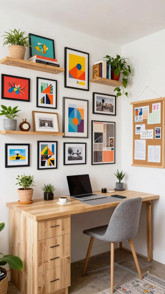 11 Basement Office Ideas Without Windows for a Bright Functional Space - 4. Creative Wall Decor 1