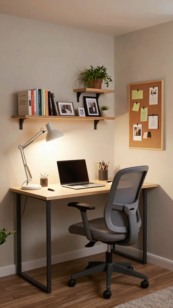 11 Budget Basement Ideas for a Beautiful Affordable Makeover - 5. Compact Home Office Setup 1
