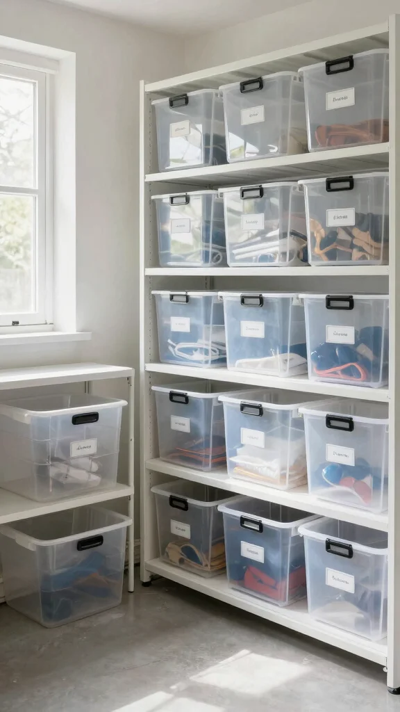 11 Garage Storage Room Ideas for a Clean Functional Workspace - 2. Clear Bins for Easy Visibility 1