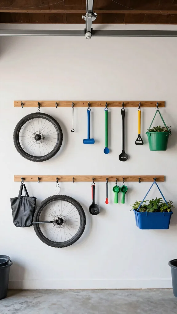 11 Garage Storage Room Ideas for a Clean Functional Workspace - 9. Smart Use of Hooks and Hangers 1