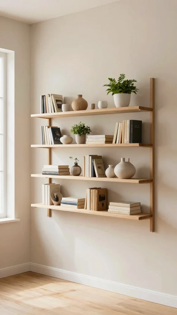 11 Japanese-Style Storage Room Ideas for a Serene Organized Space - 1. Multi-Functional Wall Shelving 1