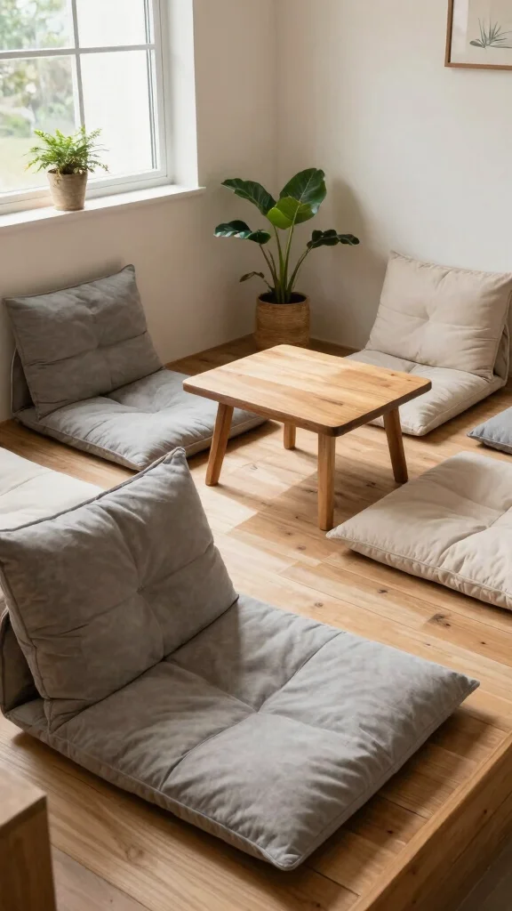 11 Japanese-Style Storage Room Ideas for a Serene Organized Space - 4. Floor Cushion Storage 1