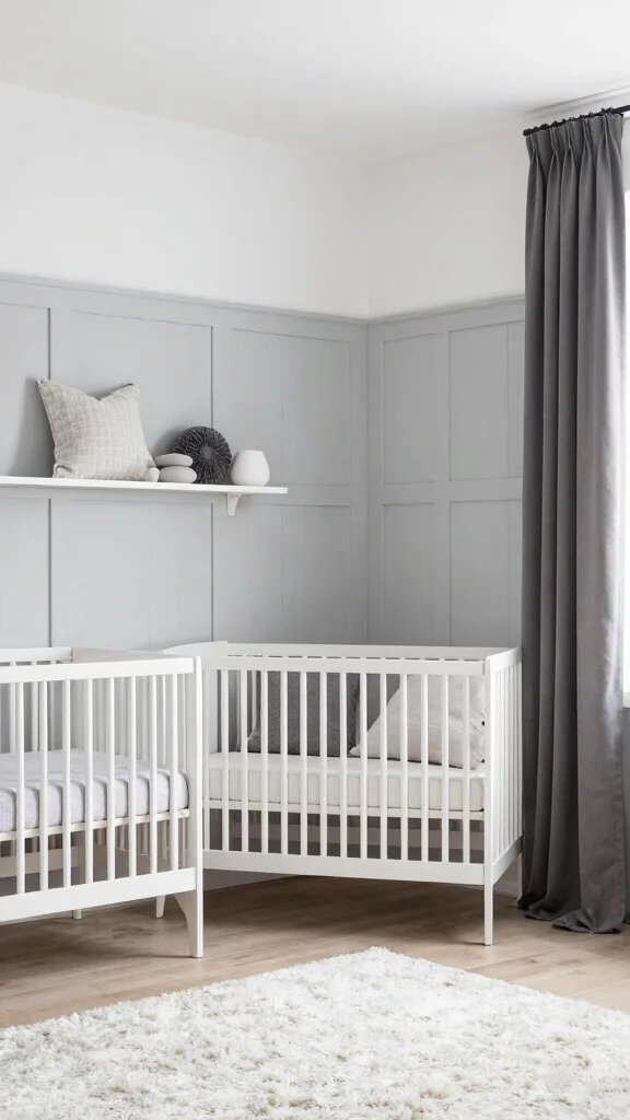 11 Nursery Board-and-Batten Wall Ideas for a Classic Charming Detail - 4. Elegant Grays and Whites 1