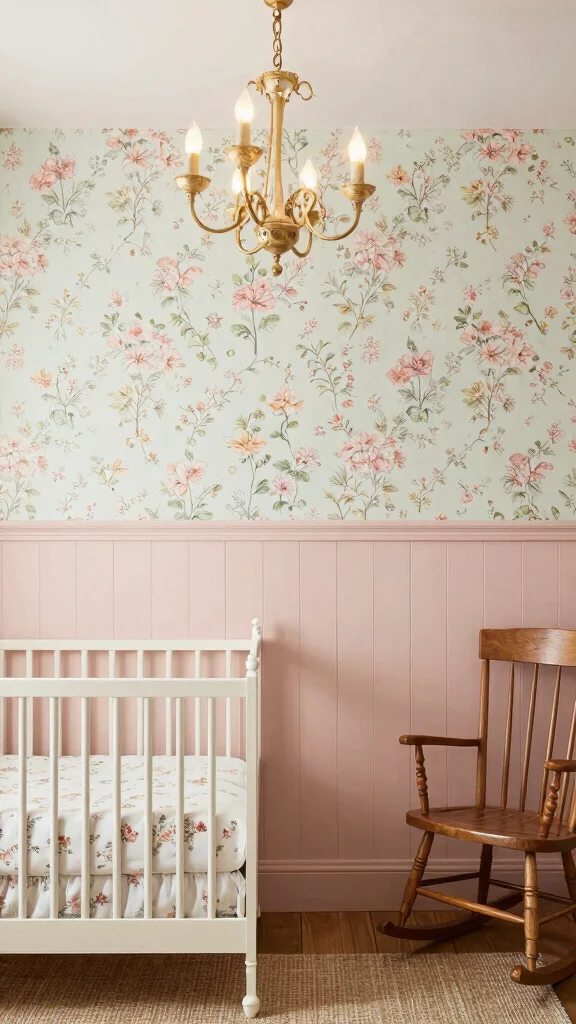 11 Nursery Board-and-Batten Wall Ideas for a Classic Charming Detail - 5. Vintage Floral Vibes 1