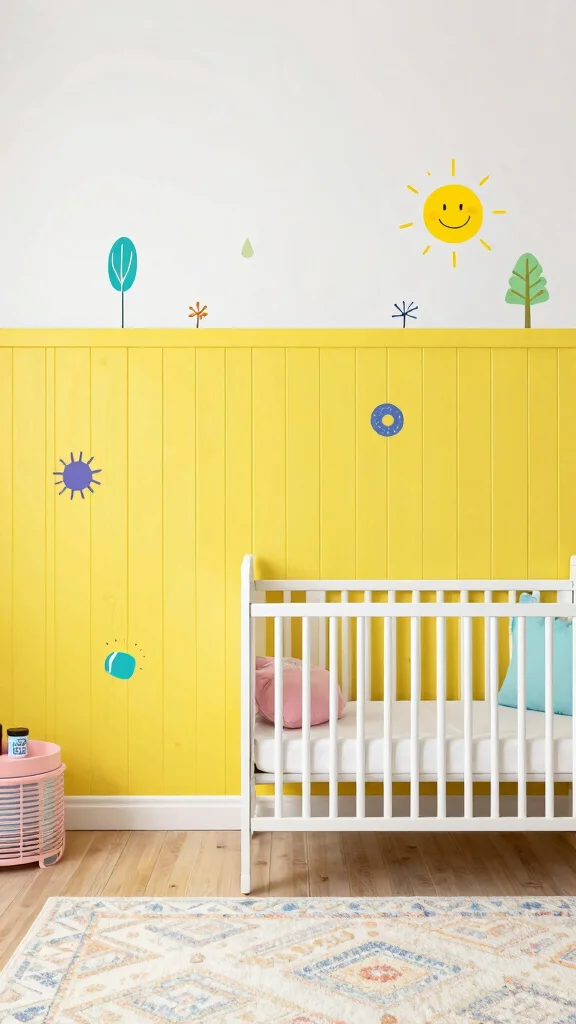 11 Nursery Board-and-Batten Wall Ideas for a Classic Charming Detail - 6. Cheerful Yellow Inspirations 1