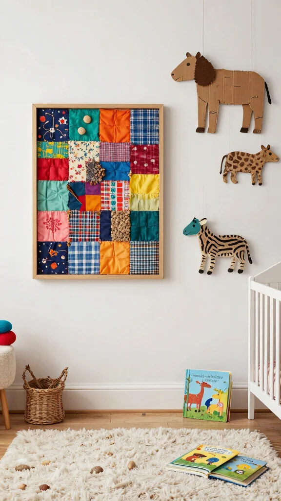 11 Nursery Gallery Wall Ideas for a Curated Personal Baby Room Display - 5. Upcycled Materials Art 1
