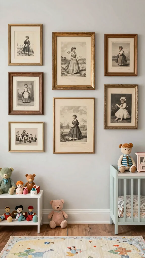 11 Nursery Gallery Wall Ideas for a Curated Personal Baby Room Display - 7. Vintage Finds 1