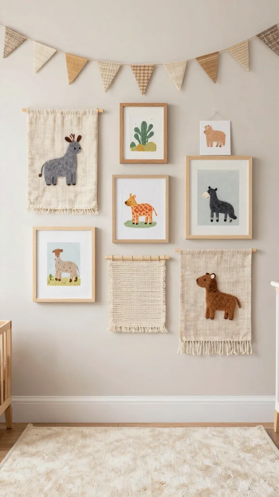 11 Nursery Gallery Wall Ideas for a Curated Personal Baby Room Display - 8. Soft Textures and Fabrics 1