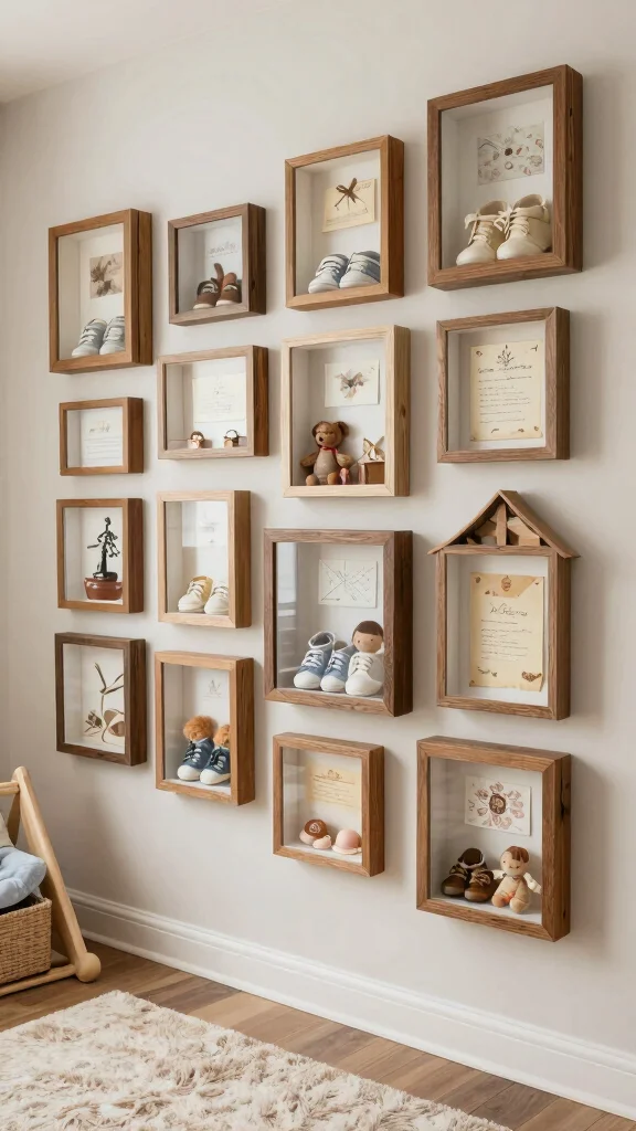 11 Nursery Gallery Wall Ideas for a Curated Personal Baby Room Display - 9. Shadow Box Displays 1