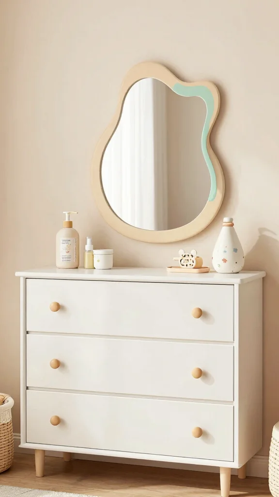 11 Nursery Mirror Over Dresser Ideas for a Polished Functional Display - 11. Custom-Made Mirrors for Unique Styles 1