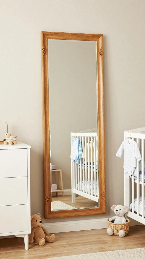 11 Nursery Mirror Over Dresser Ideas for a Polished Functional Display - 4. Full-Length Mirrors for Spacious Illusion 1