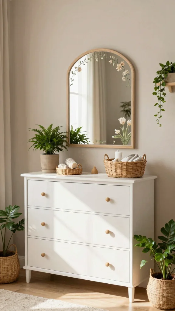 11 Nursery Mirror Over Dresser Ideas for a Polished Functional Display - 8. Nature-Inspired Mirrors for a Whimsical Touch 1