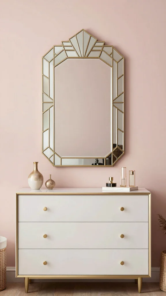 11 Nursery Mirror Over Dresser Ideas for a Polished Functional Display - 9. Art Deco Mirrors for a Touch of Glamour 1