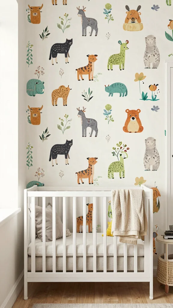 11 Nursery Nook in Bedroom Ideas for a Cozy Compact Baby Corner - 10. Playful Wallpaper 1