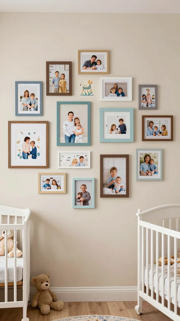11 Small-Space Nursery-in-Parents-Room Ideas for a Cozy Baby Corner - 11. Personalize the Space with Family Photos 1