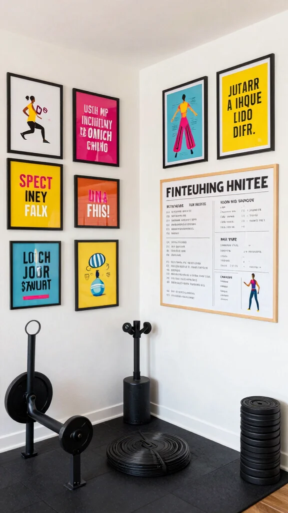 11 Storage Room Gym Ideas for a Space-Smart Motivating Workout Space - 11. Motivational Art and Decor 1