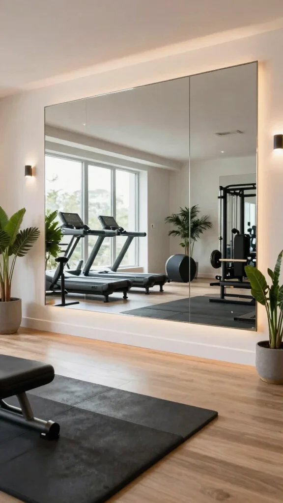 11 Storage Room Gym Ideas for a Space-Smart Motivating Workout Space - 8. Use of Mirrors 1