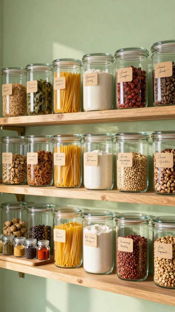 11 Storage Room Near Kitchen Ideas for a Functional Accessible Pantry - 1. Clear Glass Containers for Visibility 1