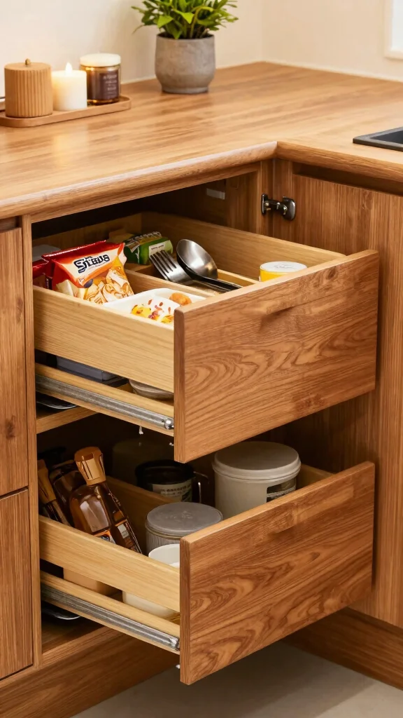 11 Storage Room Near Kitchen Ideas for a Functional Accessible Pantry - 3. Hidden Drawers for Discreet Storage 1