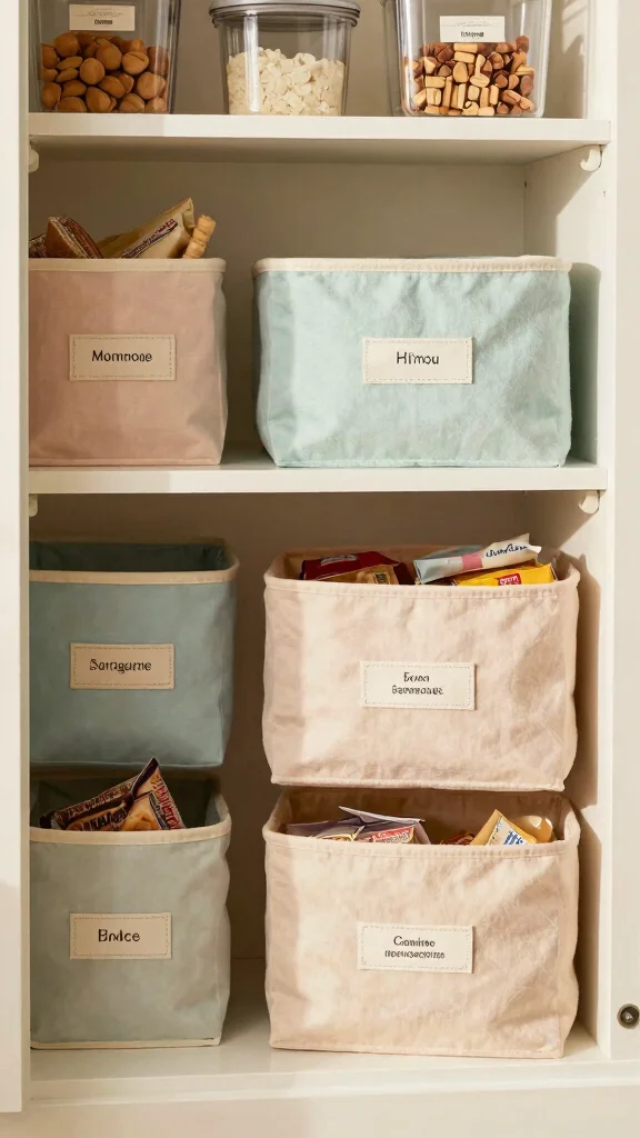 11 Storage Room Near Kitchen Ideas for a Functional Accessible Pantry - 6. Stylish Bins for Easy Sorting 1
