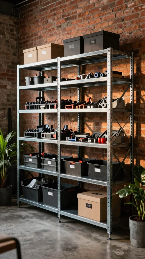 11 Storage Room Rack Ideas for a Heavy-Duty Organized Space - 1. Industrial Style Metal Shelving Units 1