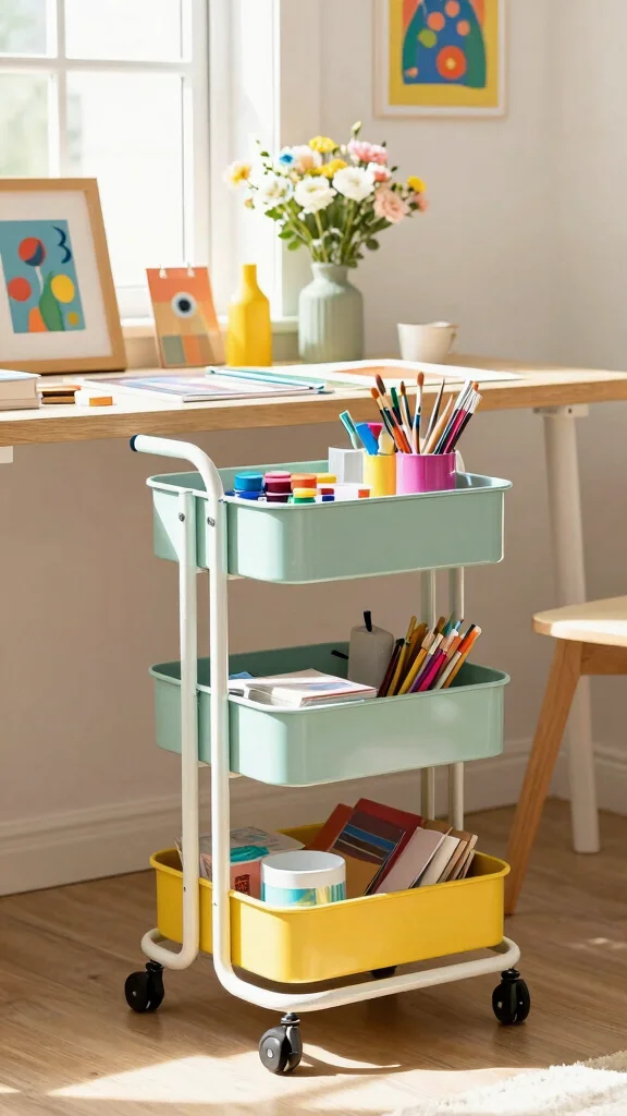 11 Storage Room Rack Ideas for a Heavy-Duty Organized Space - 3. Rolling Storage Carts 1