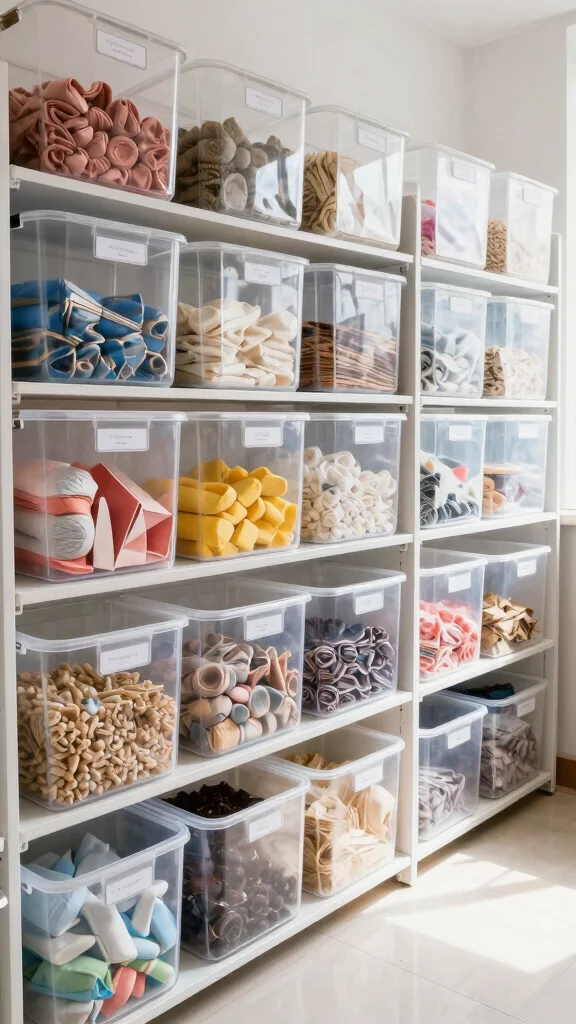 11 Storage Room Rack Ideas for a Heavy-Duty Organized Space - 6. Transparent Storage Bins 1