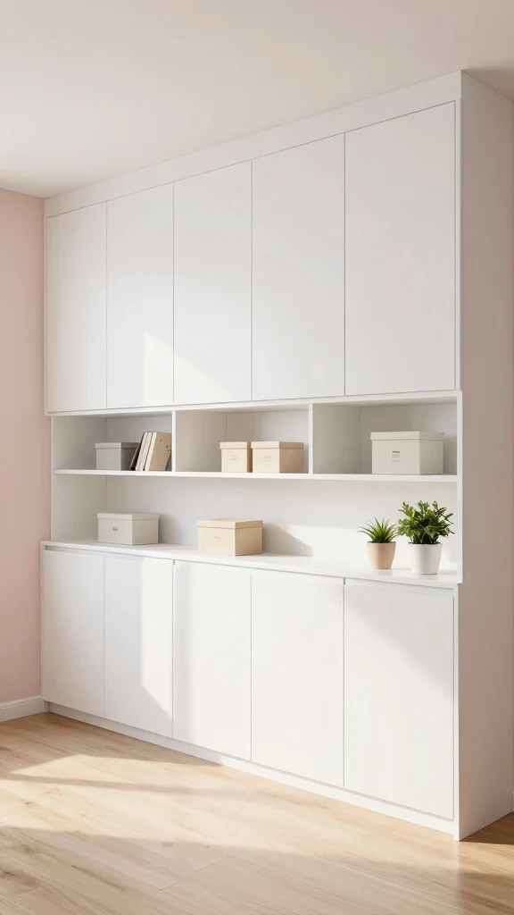 11 Storage Room With Cabinets Ideas for a Polished Organized Interior - 1. Minimalist White Cabinets for a Sleek Look 1