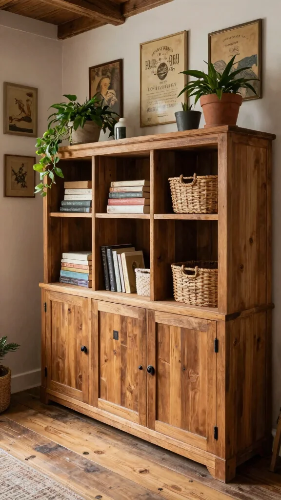 11 Storage Room With Cabinets Ideas for a Polished Organized Interior - 2. Rustic Wooden Cabinets for a Cozy Vibe 1