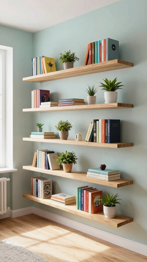 11 Storage Room With Shelves Ideas for a Tidy Accessible Display - 1. Floating Shelves for an Airy Feel 1
