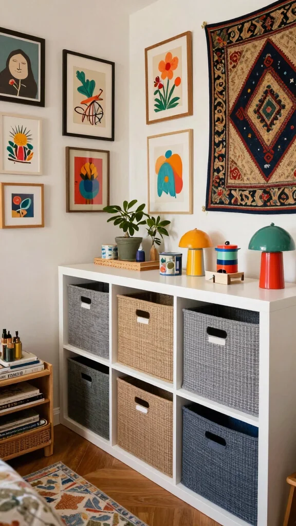 11 Windowless Storage Room Ideas for a Well-Lit Organized Space - 11. Personal Touches with Artwork 1