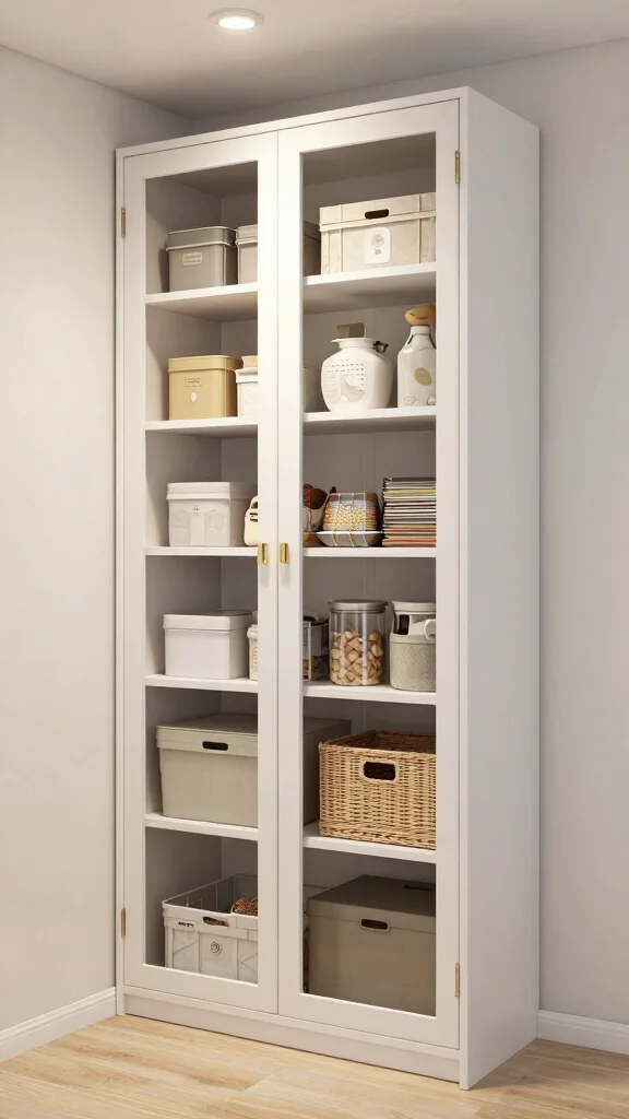 11 Windowless Storage Room Ideas for a Well-Lit Organized Space - 7. Utilize Vertical Space with Tall Cabinets 1