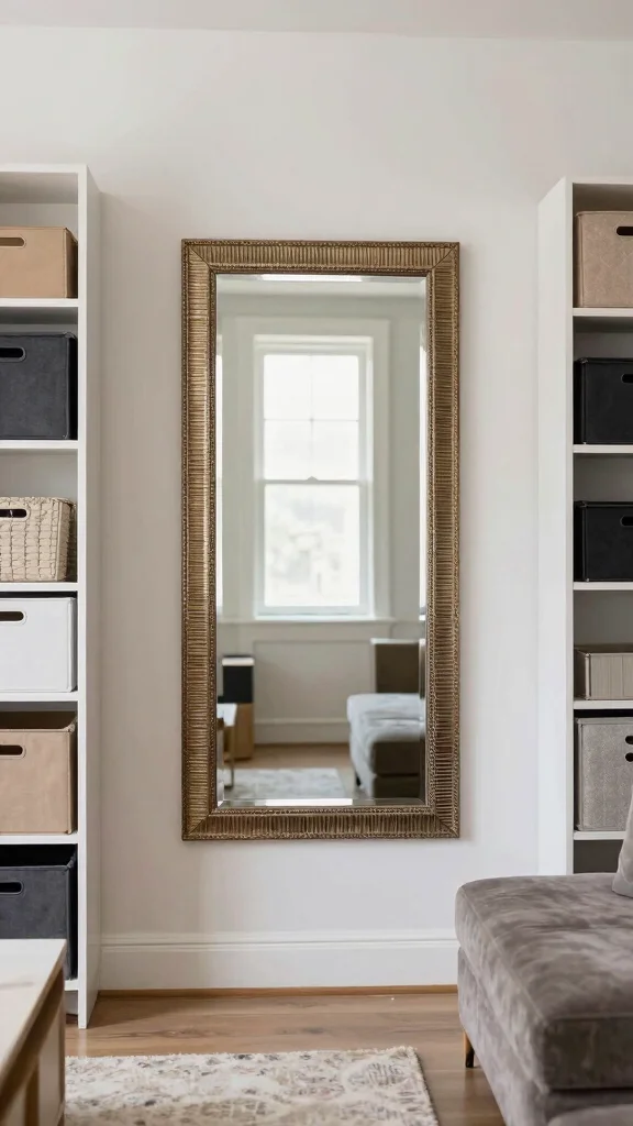 11 Windowless Storage Room Ideas for a Well-Lit Organized Space - 9. Incorporate Mirrors for Depth 1
