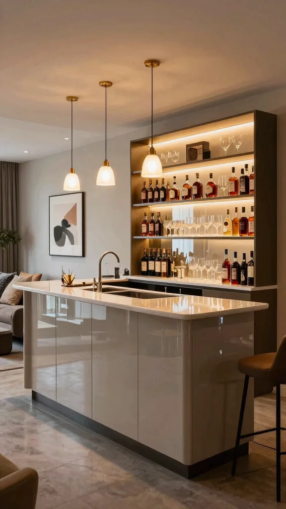 12 Basement Bar Layout Design Ideas for Every Shape and Space - 7. Stylish Wet Bar 1
