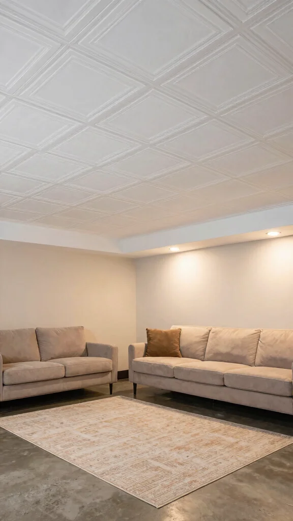 12 Basement Drop Ceiling Ideas for a Clean Affordable Finish - 1. Classic Drop Ceiling Tiles 1