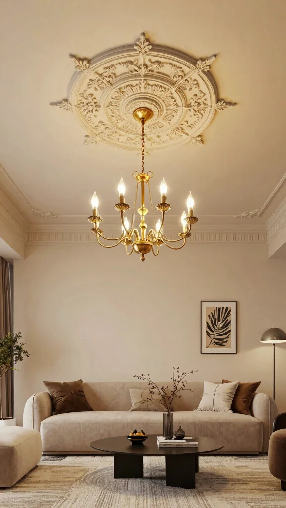 12 Basement Drop Ceiling Ideas for a Clean Affordable Finish - 11. Decorative Ceiling Medallions 1