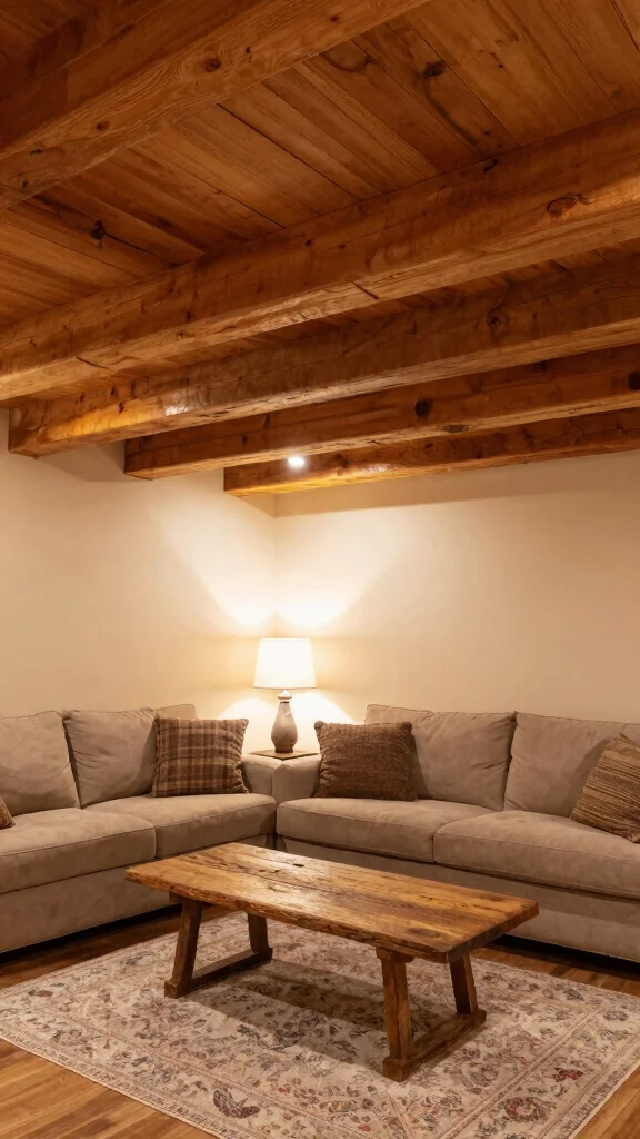 12 Basement Drop Ceiling Ideas for a Clean Affordable Finish - 4. Faux Wood Beams 1
