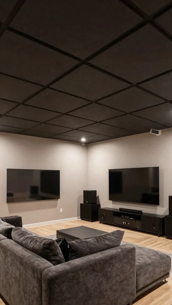 12 Basement Drop Ceiling Ideas for a Clean Affordable Finish - 5. Acoustic Ceiling Panels 1