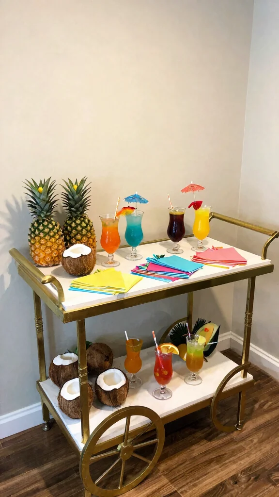 12 Basement Dry Bar Ideas for a Stylish Alcohol-Free Entertainment Area - 8. Themed Mocktail Party Corner 1