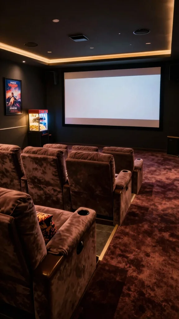 12 Basement Entertainment Room Ideas for a Fun Stylish Social Space - 1. Cozy Movie Theater Vibes 1